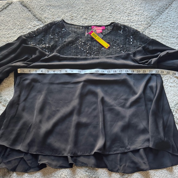 Catherine Malendrino Cora black sequin silky top party blouse flutter XL new - Picture 7 of 9
